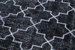 Geometric Carpet Black Geometric Cotton Wool Handmade Area Rug 4'9'' x 12'4''