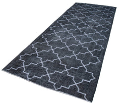 Geometric Carpet Grey Geometric Cotton Wool Handmade Area Rug 4'9'' x 12'6''