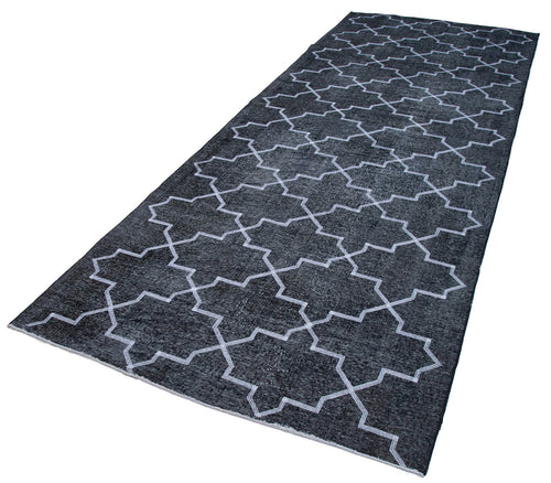 Geometric Carpet Grey Geometric Cotton Wool Handmade Area Rug 4'9'' x 12'6''