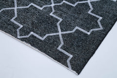 Geometric Carpet Grey Geometric Cotton Wool Handmade Area Rug 4'9'' x 12'6''