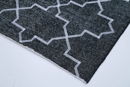 Geometric Carpet Grey Geometric Cotton Wool Handmade Area Rug 4'9'' x 12'6''