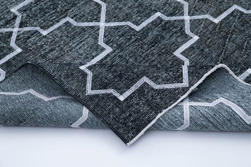 Geometric Carpet Grey Geometric Cotton Wool Handmade Area Rug 4'9'' x 12'6''