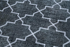 Geometric Carpet Grey Geometric Cotton Wool Handmade Area Rug 4'9'' x 12'6''