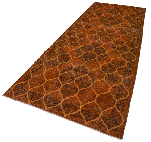 Geometric Carpet Orange Geometric Cotton Wool Handmade Area Rug 4'10'' x 12'10''