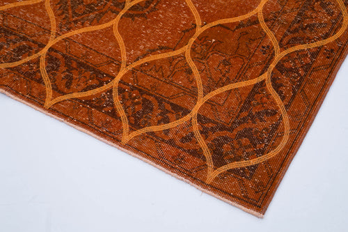 Geometric Carpet Orange Geometric Cotton Wool Handmade Area Rug 4'10'' x 12'10''