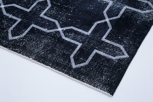 Geometric Carpet Black Geometric Cotton Wool Handmade Area Rug 4'7'' x 12'10''