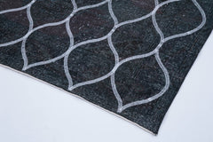 Geometric Carpet Grey Geometric Cotton Wool Handmade Area Rug 4'8'' x 13'1''