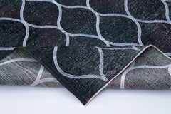 Geometric Carpet Grey Geometric Cotton Wool Handmade Area Rug 4'8'' x 13'1''