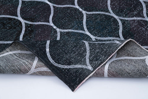 Geometric Carpet Grey Geometric Cotton Wool Handmade Area Rug 4'8'' x 13'1''