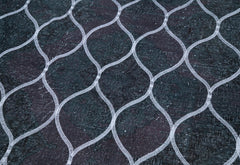 Geometric Carpet Grey Geometric Cotton Wool Handmade Area Rug 4'8'' x 13'1''