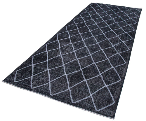 Geometric Carpet Grey Geometric Cotton Wool Handmade Area Rug 4'10'' x 12'2''