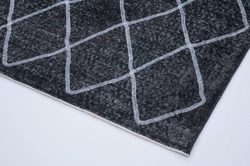 Geometric Carpet Grey Geometric Cotton Wool Handmade Area Rug 4'10'' x 12'2''