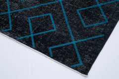 Geometric Carpet Black Geometric Cotton Wool Handmade Area Rug 4'11'' x 13'0''