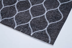 Geometric Carpet Grey Geometric Cotton Wool Handmade Area Rug 4'10'' x 12'8''