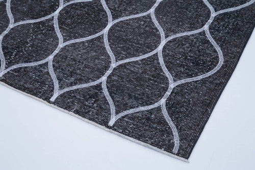 Geometric Carpet Grey Geometric Cotton Wool Handmade Area Rug 4'10'' x 12'8''