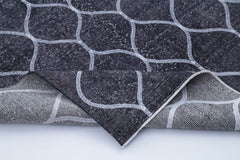 Geometric Carpet Grey Geometric Cotton Wool Handmade Area Rug 4'10'' x 12'8''