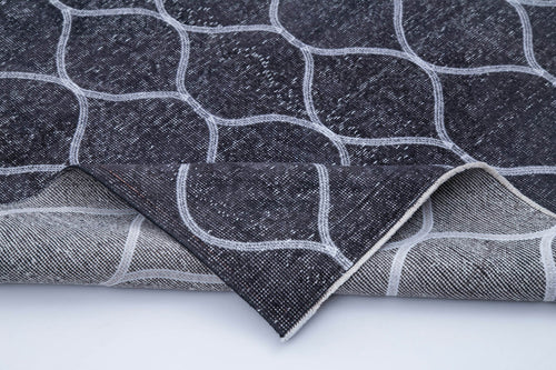 Geometric Carpet Grey Geometric Cotton Wool Handmade Area Rug 4'10'' x 12'8''