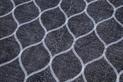 Geometric Carpet Grey Geometric Cotton Wool Handmade Area Rug 4'10'' x 12'8''