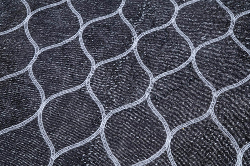 Geometric Carpet Grey Geometric Cotton Wool Handmade Area Rug 4'10'' x 12'8''