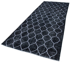 Geometric Carpet Black Geometric Cotton Wool Handmade Area Rug 4'8'' x 11'9''