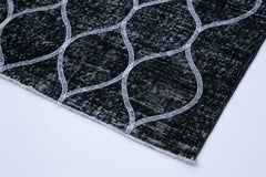 Geometric Carpet Black Geometric Cotton Wool Handmade Area Rug 4'8'' x 11'9''