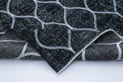 Geometric Carpet Black Geometric Cotton Wool Handmade Area Rug 4'8'' x 11'9''