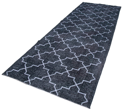 Geometric Carpet Grey Geometric Cotton Wool Handmade Area Rug 4'8'' x 13'8''