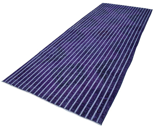 Geometric Carpet Purple Geometric Cotton Wool Handmade Area Rug 4'9'' x 12'2''