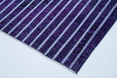 Geometric Carpet Purple Geometric Cotton Wool Handmade Area Rug 4'9'' x 12'2''