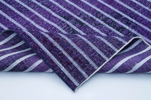 Geometric Carpet Purple Geometric Cotton Wool Handmade Area Rug 4'9'' x 12'2''