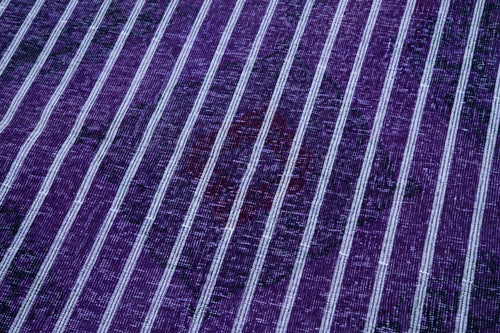 Geometric Carpet Purple Geometric Cotton Wool Handmade Area Rug 4'9'' x 12'2''