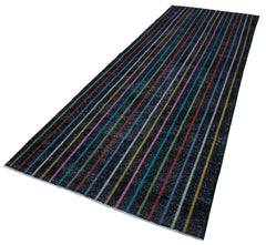 Geometric Carpet Black Geometric Cotton Wool Handmade Area Rug 4'8'' x 13'1''