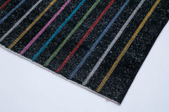 Geometric Carpet Black Geometric Cotton Wool Handmade Area Rug 4'8'' x 13'1''