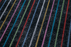 Geometric Carpet Black Geometric Cotton Wool Handmade Area Rug 4'8'' x 13'1''