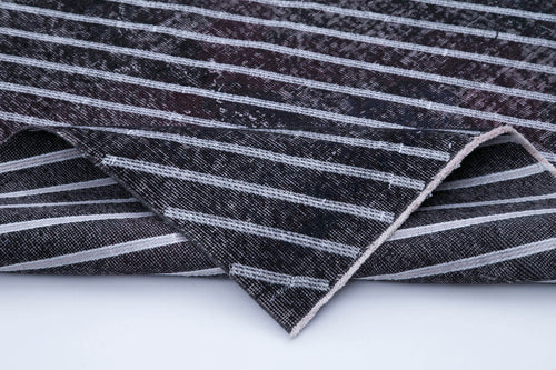 Geometric Carpet Black Geometric Cotton Wool Handmade Area Rug 4'8'' x 12'2''