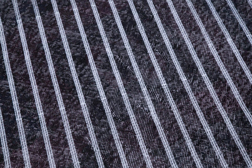 Geometric Carpet Black Geometric Cotton Wool Handmade Area Rug 4'8'' x 12'2''