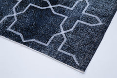 Geometric Carpet Black Geometric Cotton Wool Handmade Area Rug 4'7'' x 12'7''