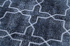 Geometric Carpet Black Geometric Cotton Wool Handmade Area Rug 4'7'' x 12'7''