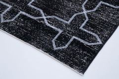 Geometric Carpet Black Geometric Cotton Wool Handmade Area Rug 4'10'' x 12'2''