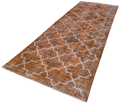 Geometric Carpet Orange Geometric Cotton Wool Handmade Area Rug 4'7'' x 12'9''