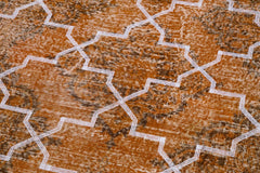 Geometric Carpet Orange Geometric Cotton Wool Handmade Area Rug 4'7'' x 12'9''