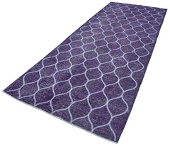 Geometric Carpet Purple Geometric Cotton Wool Handmade Area Rug 4'9'' x 12'5''