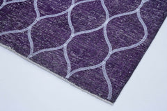Geometric Carpet Purple Geometric Cotton Wool Handmade Area Rug 4'9'' x 12'5''