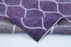 Geometric Carpet Purple Geometric Cotton Wool Handmade Area Rug 4'9'' x 12'5''