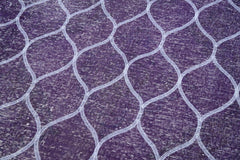 Geometric Carpet Purple Geometric Cotton Wool Handmade Area Rug 4'9'' x 12'5''