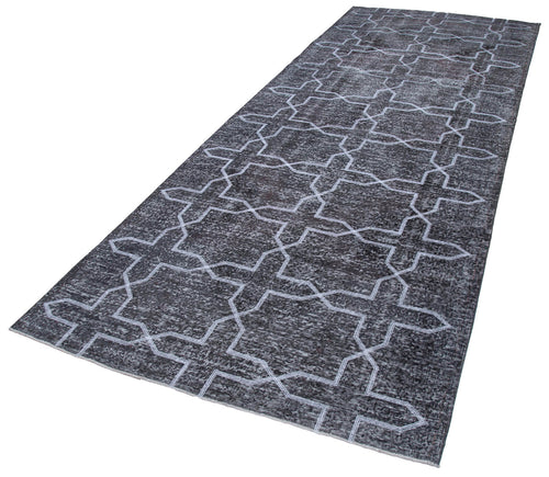Geometric Carpet Grey Geometric Cotton Wool Handmade Area Rug 4'10'' x 12'8''