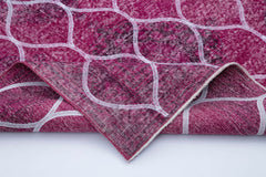 Geometric Carpet Pink Geometric Cotton Wool Handmade Area Rug 4'10'' x 12'4''