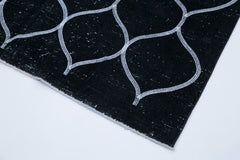 Geometric Carpet Black Geometric Cotton Wool Handmade Area Rug 4'8'' x 12'8''