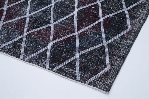 Geometric Carpet Grey Geometric Cotton Wool Handmade Area Rug 4'10'' x 11'9''