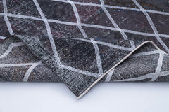 Geometric Carpet Grey Geometric Cotton Wool Handmade Area Rug 4'10'' x 11'9''